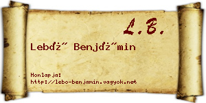 Lebó Benjámin névjegykártya
