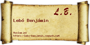 Lebó Benjámin névjegykártya