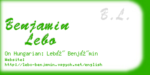 benjamin lebo business card